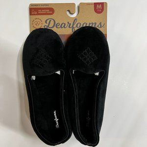 Dearfoams Women's Black Slippers with memory foam size Medium 7-8